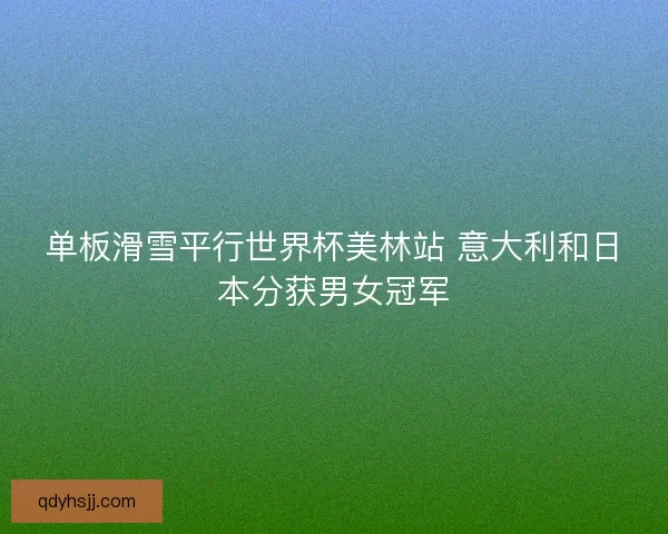 单板滑雪平行世界杯美林站 意大利和日本分获男女冠军 单板滑雪平行世界杯美林站 意大利和日本分获男女冠军