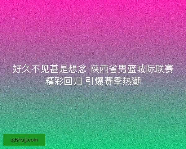 好久不见甚是想念 陕西省男篮城际联赛精彩回归 引爆赛季热潮 好久不见甚是想念 陕西省男篮城际联赛精彩回归 引爆赛季热潮
